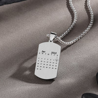 Men's Engraved Brown Plaid Dog Tag Necklace