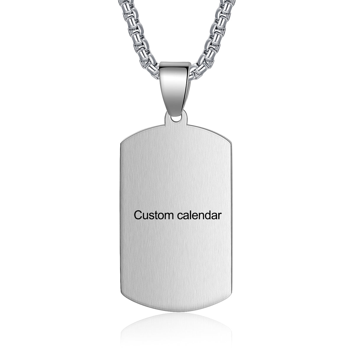 Men's Engraved Brown Plaid Dog Tag Necklace