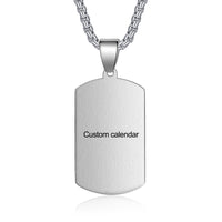 Men's Engraved Brown Plaid Dog Tag Necklace