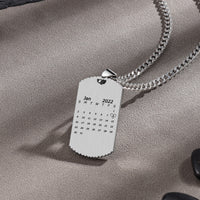 Men's Engraved Ribbed Edge Dog Tag Necklace