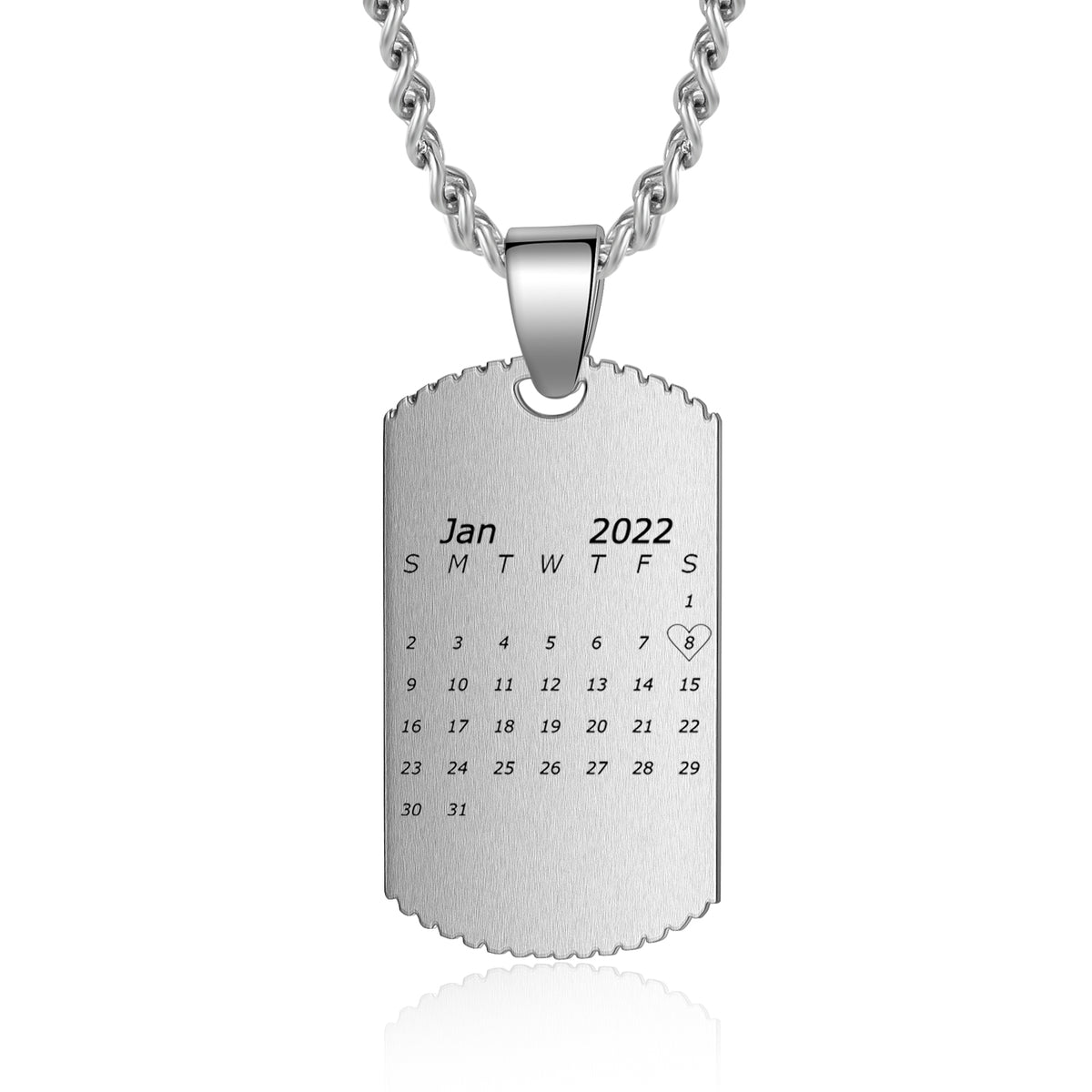Men's Engraved Ribbed Edge Dog Tag Necklace