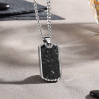 Men's Engraved Ribbed Edge Dog Tag Necklace