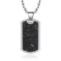 Men's Engraved Ribbed Edge Dog Tag Necklace