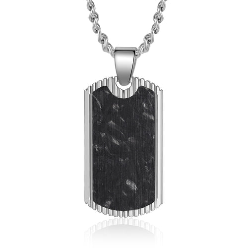 Men's Engraved Ribbed Edge Dog Tag Necklace