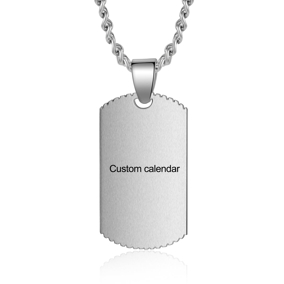Men's Engraved Ribbed Edge Dog Tag Necklace