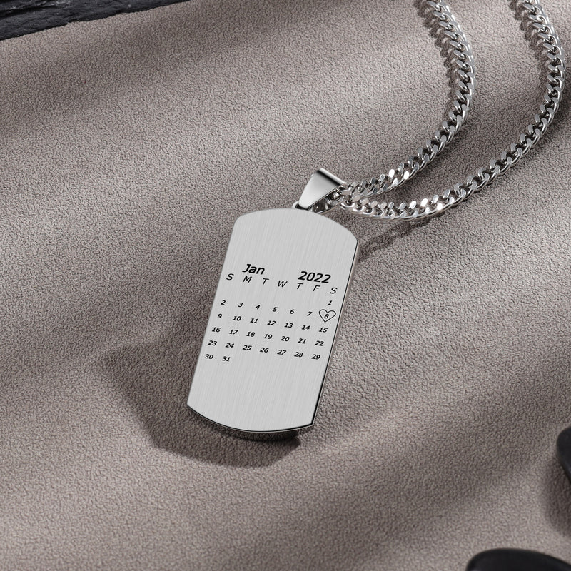 Men's Engraved Black Inlay Dog Tag Necklace