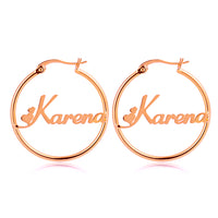 Name Hoop Earrings with Heart