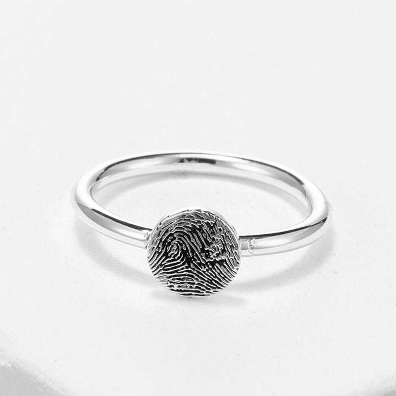 Personalized Round Fingerprint Signet Ring
