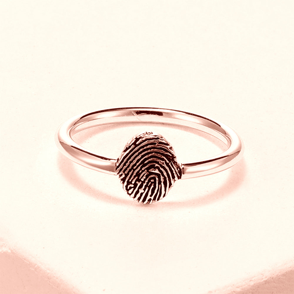 Personalized Dainty Round Fingerprint Ring