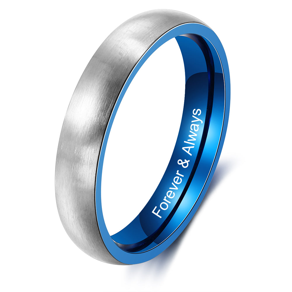 Two Tone Engraved Stainless Steel Band Ring