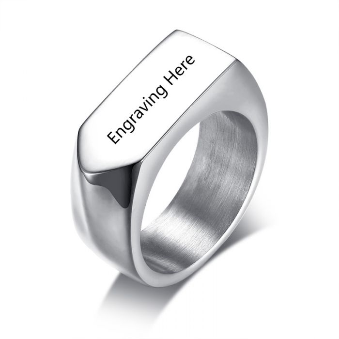 Men's Engraved Stainless Steel Band Ring