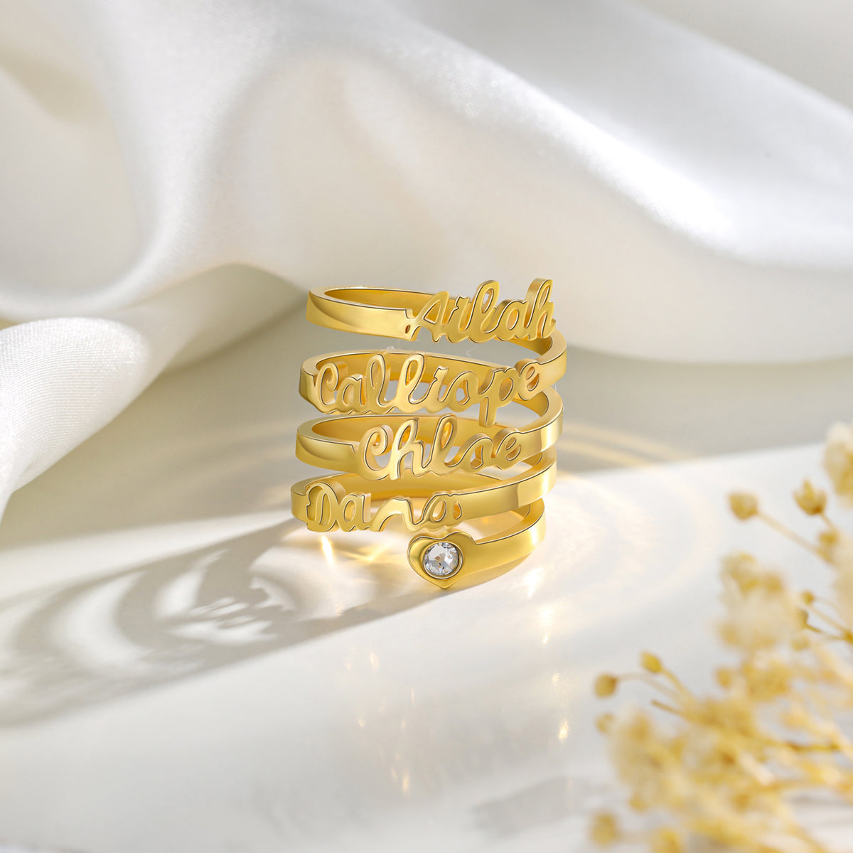 Personalized Stacked Names Open Ring