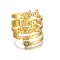 Personalized Stacked Names Open Ring