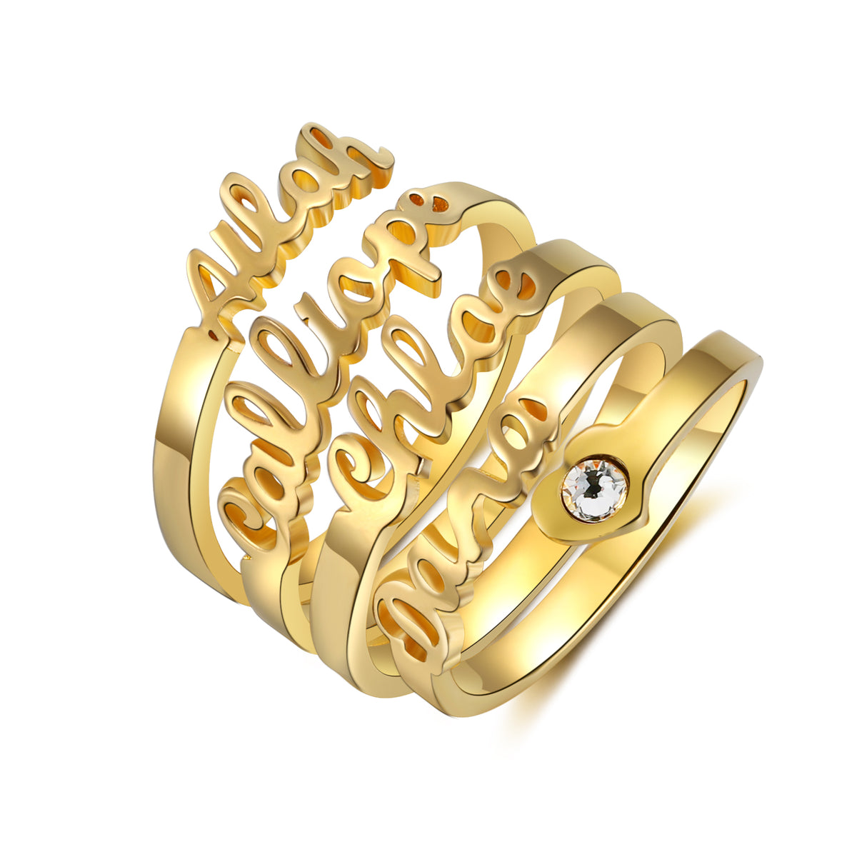 Personalized Stacked Names Open Ring
