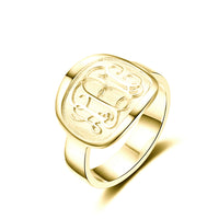Engraved Cushion Monogram Ring