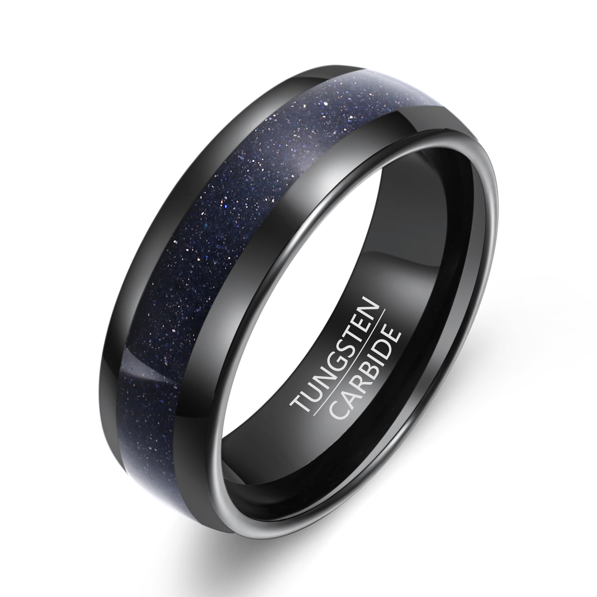 Engraved Black Tungsten Couple Ring