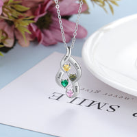 Sterling Silver Customized Heart Birthstone Pendant Necklace