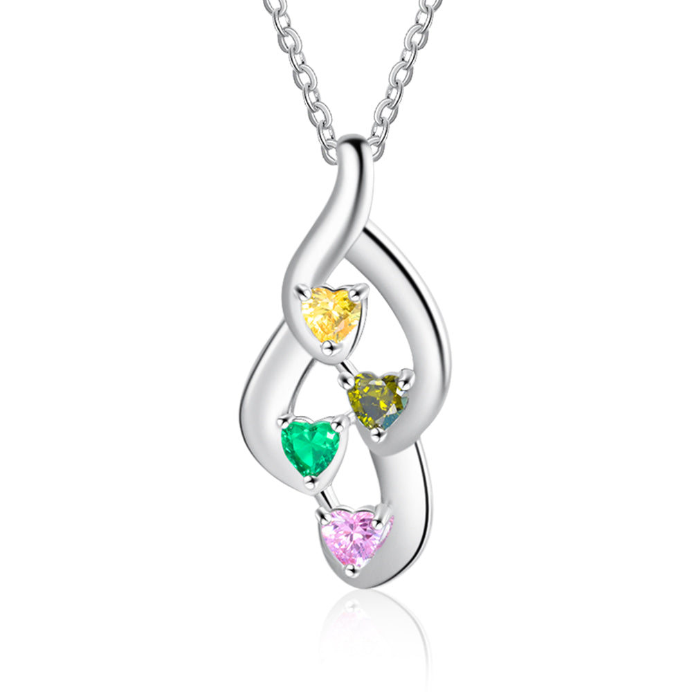 Sterling Silver Customized Heart Birthstone Pendant Necklace