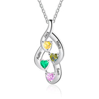 Sterling Silver Customized Heart Birthstone Pendant Necklace