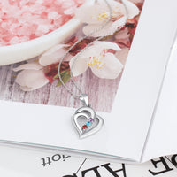 Sterling Silver Nested Heart Name Birthstone Necklace