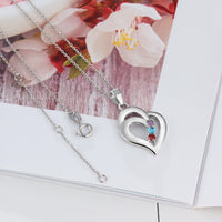 Sterling Silver Nested Heart Name Birthstone Necklace