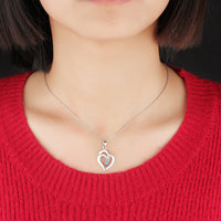 Sterling Silver Nested Heart Name Birthstone Necklace