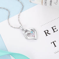 Sterling Silver Nested Heart Name Birthstone Necklace