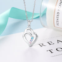 Sterling Silver Nested Heart Name Birthstone Necklace