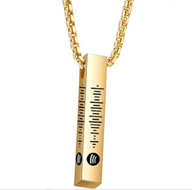 Engraved Four Sided Vertical Bar Necklace