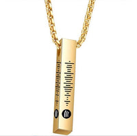 Engraved Four Sided Vertical Bar Necklace