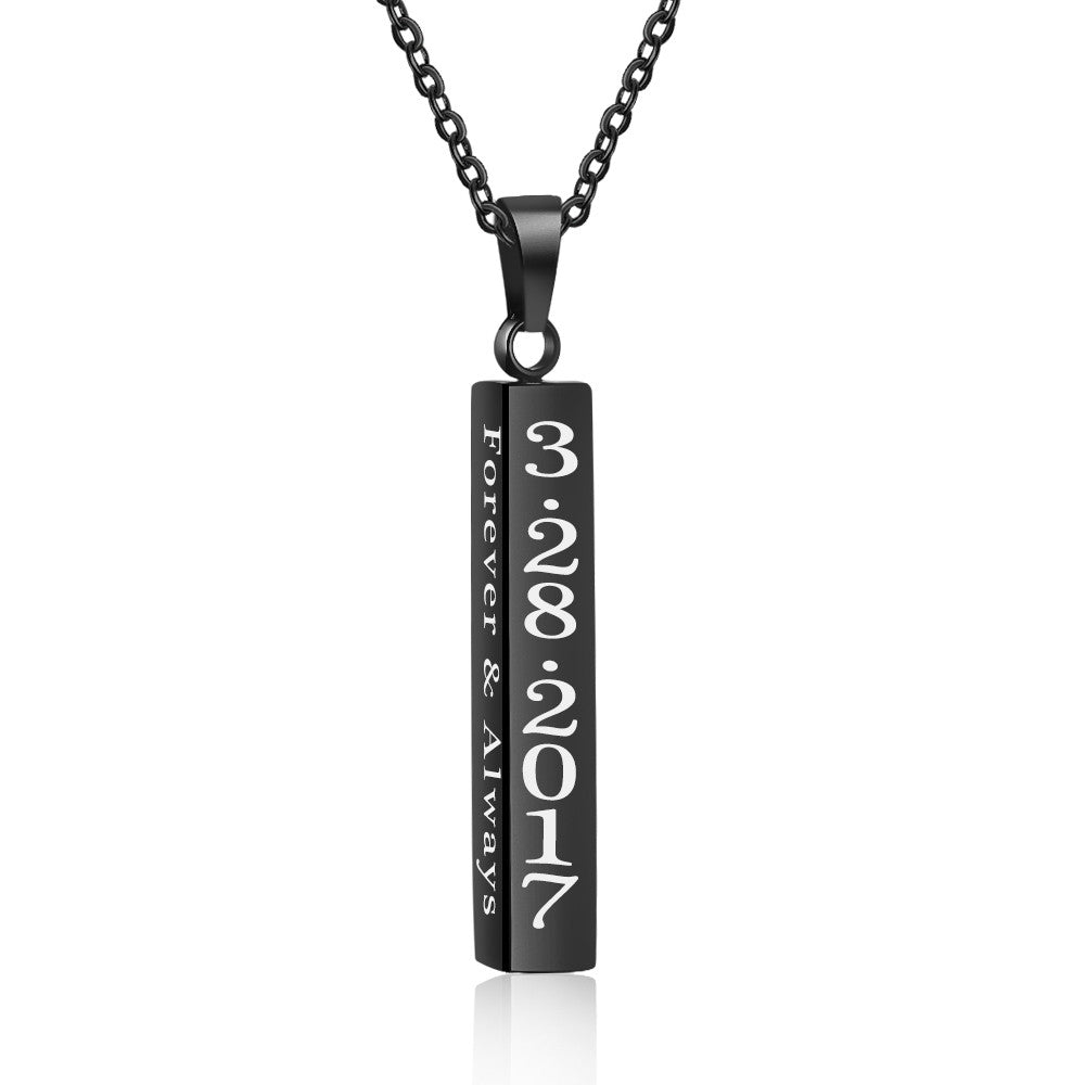 Engraved Vertical Bar Necklace in Four Colours