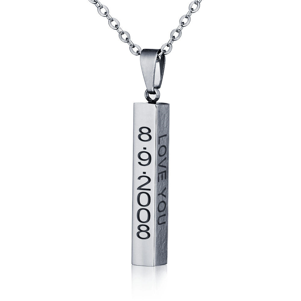 Engraved Vertical Bar Necklace in Four Colours