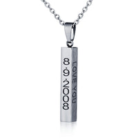 Engraved Vertical Bar Necklace in Four Colours