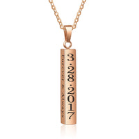Engraved Vertical Bar Necklace in Four Colours