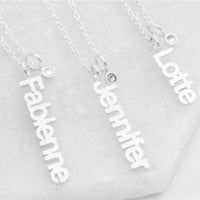 Vertical Name Necklace with Birthstone
