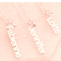 Vertical Name Necklace with Birthstone