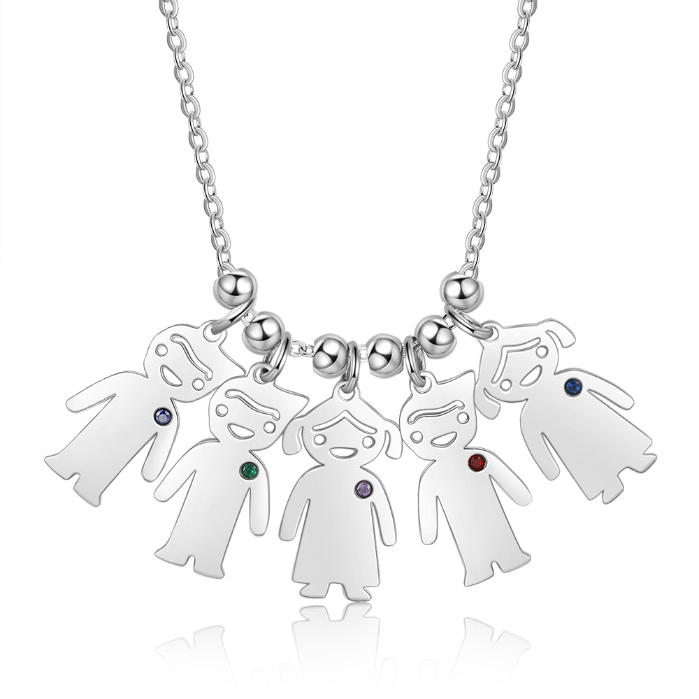 Kids Charm Birthstone Name Necklace for Mom