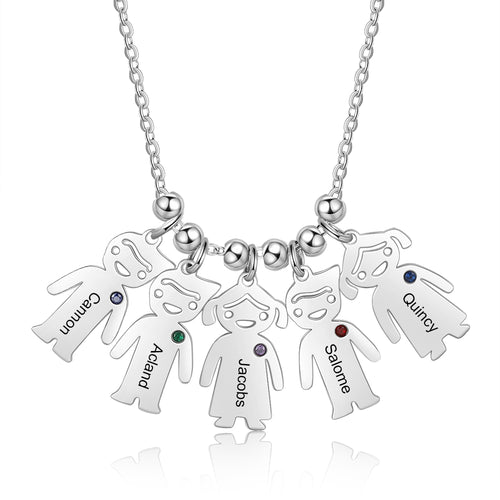 Kids Charm Birthstone Name Necklace for Mom