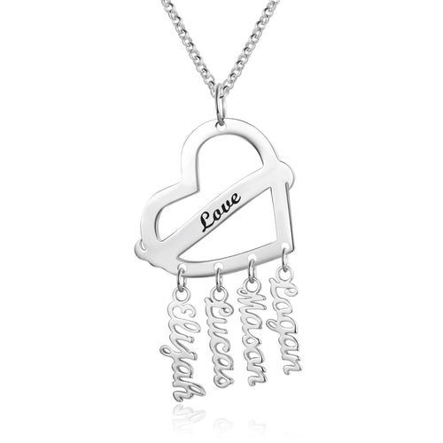 Love Heart Family Name Drop Necklace