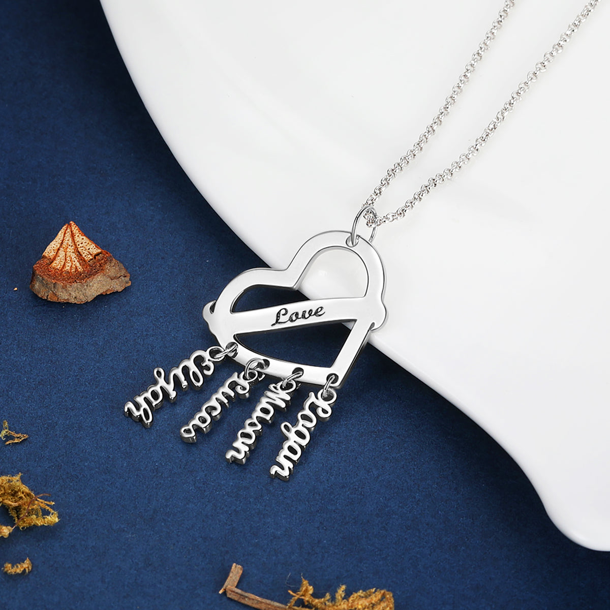 Love Heart Family Name Drop Necklace