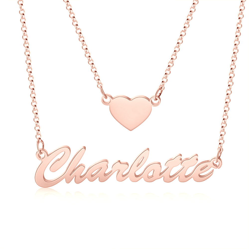 Personalized Rhodium Plated Multi-Chain Name Necklace