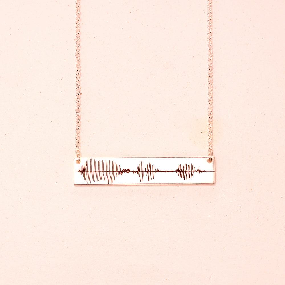 Personalized Engraved Sound Wave Bar Necklace