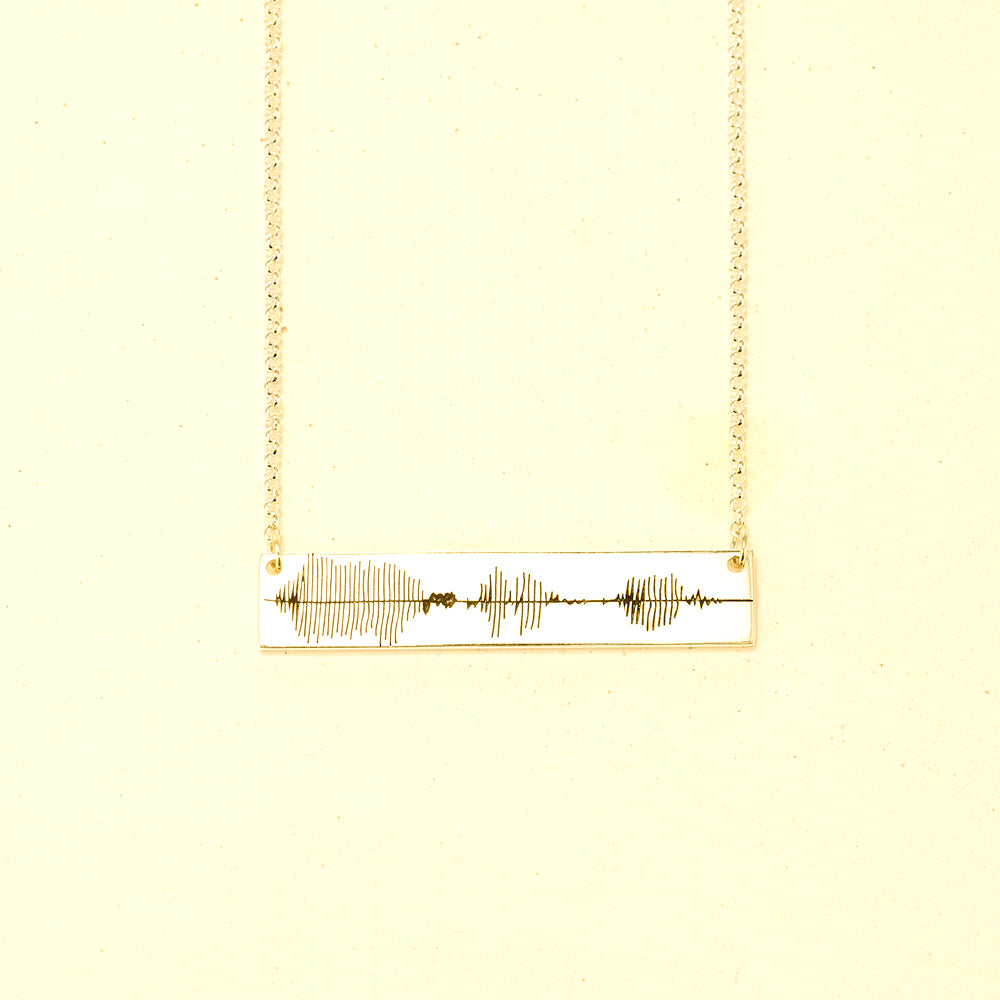 Personalized Engraved Sound Wave Bar Necklace