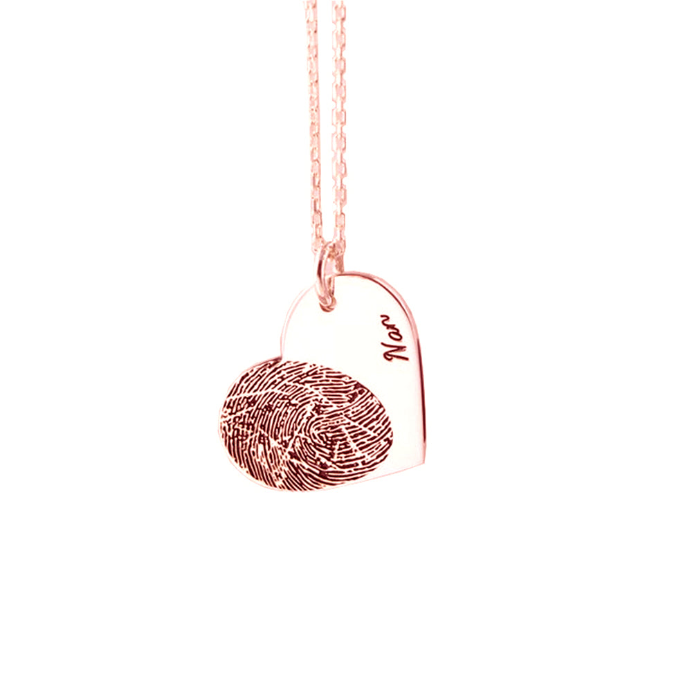Personalized Large Fingerprint Heart Necklace 25mm