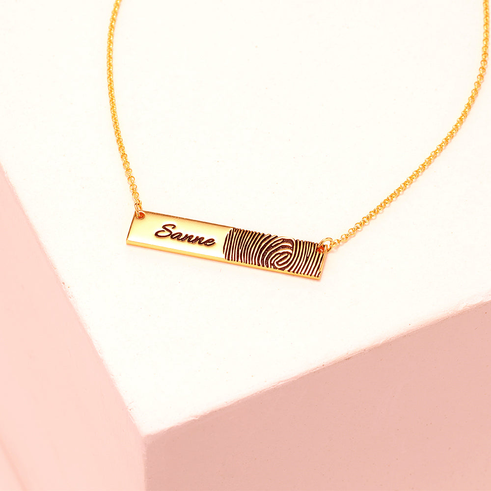 Fingerprint Nameplate Bar Necklace