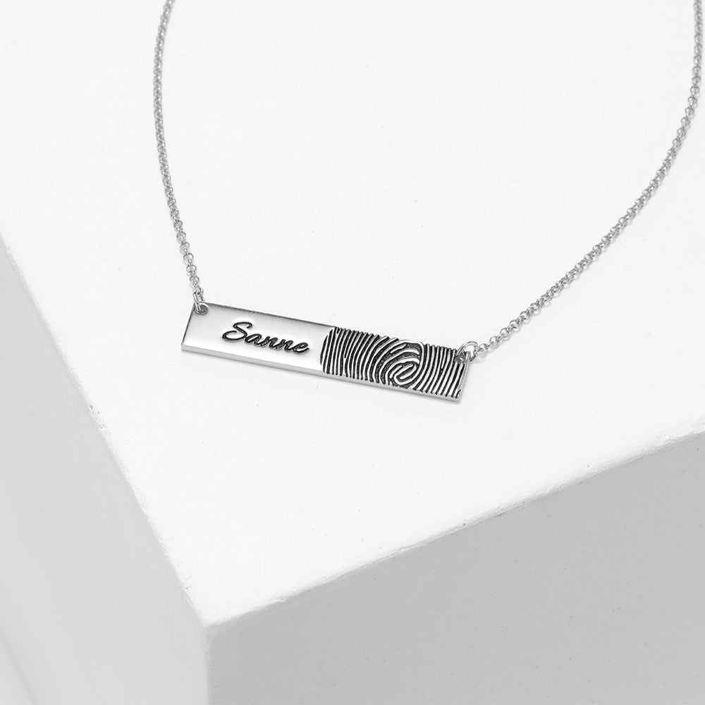 Fingerprint Nameplate Bar Necklace