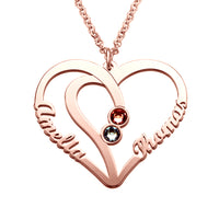 Sterling Silver Engraved Couples Birthstone Necklace