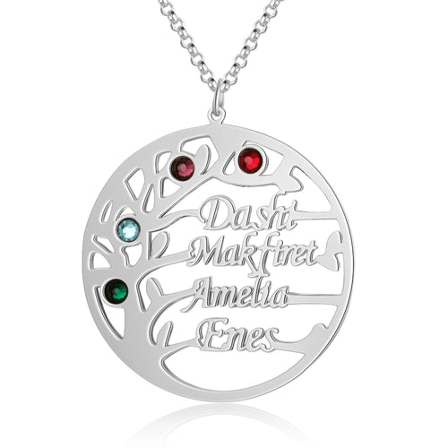 Tree of Life Birthstone Family Name Necklace