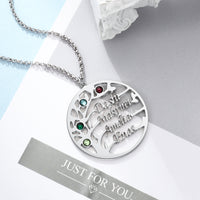 Tree of Life Birthstone Family Name Necklace