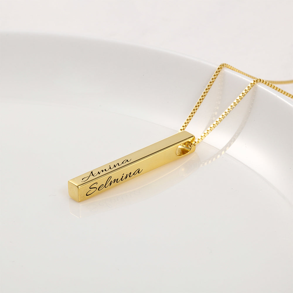 Engraved Vertical Bar Necklace